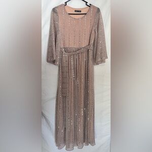 SHEIN Shimmering Taupe Maxi Dress